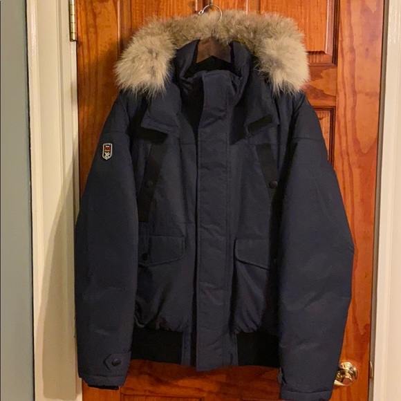 triple fat goose norden mens hooded bomber jacket